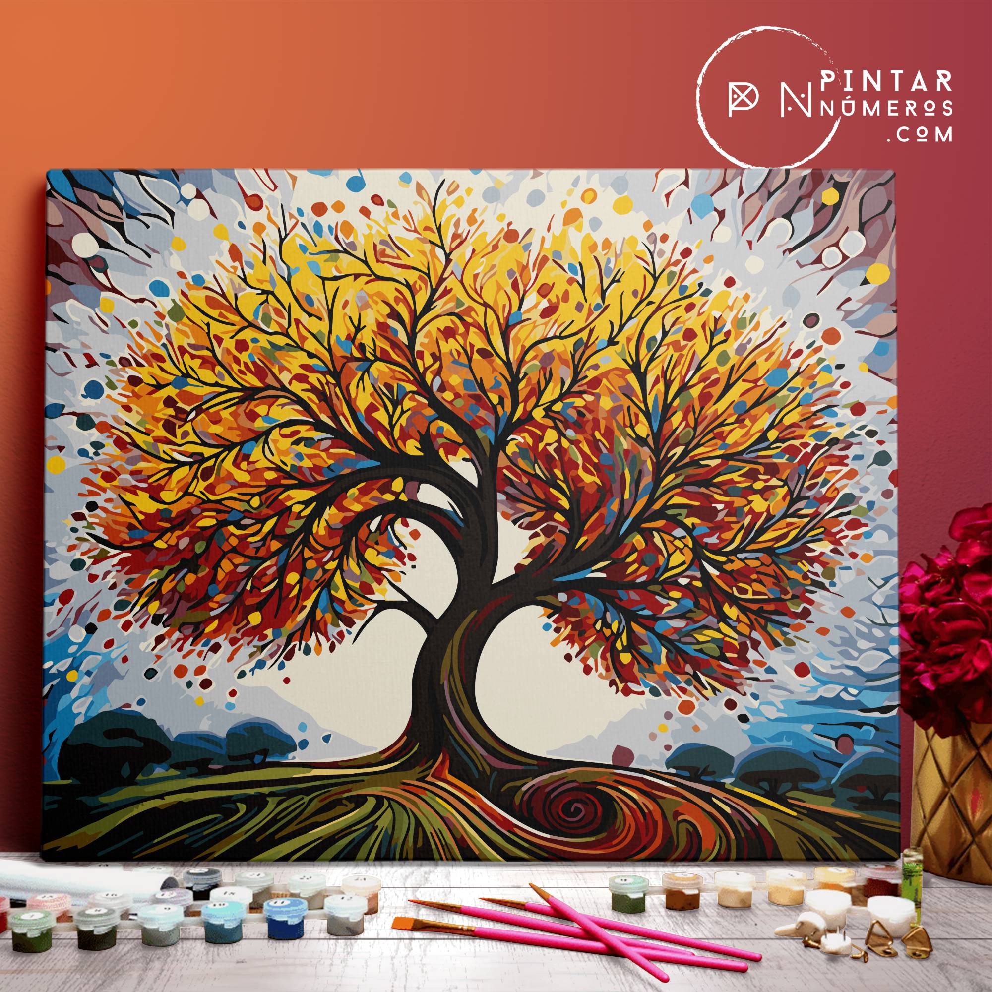 Kit de pintura de árbol de la vida por números para adultos principiantes, pintura de árbol por números, lienzo de bricolaje para adultos, kits de pintura al óleo para decoración de Kit de pintura de árbol de la vida por números para adultos principiantes, pintura de árbol por números, lienzo de bricolaje para adultos, kits de pintura al óleo para decoración de