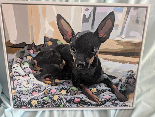 Cuadro personalizado de un perro negro pintado por una clienta