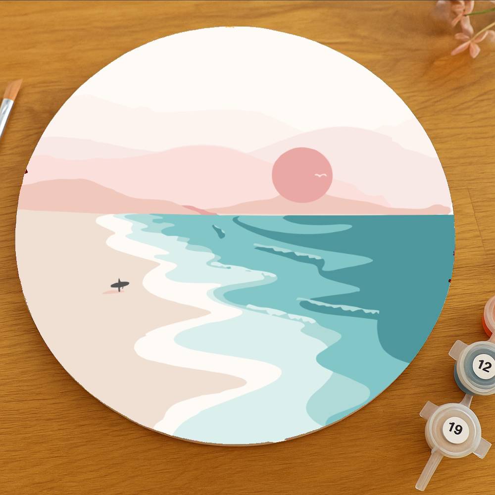 Disco de Madera - Playa minimalista