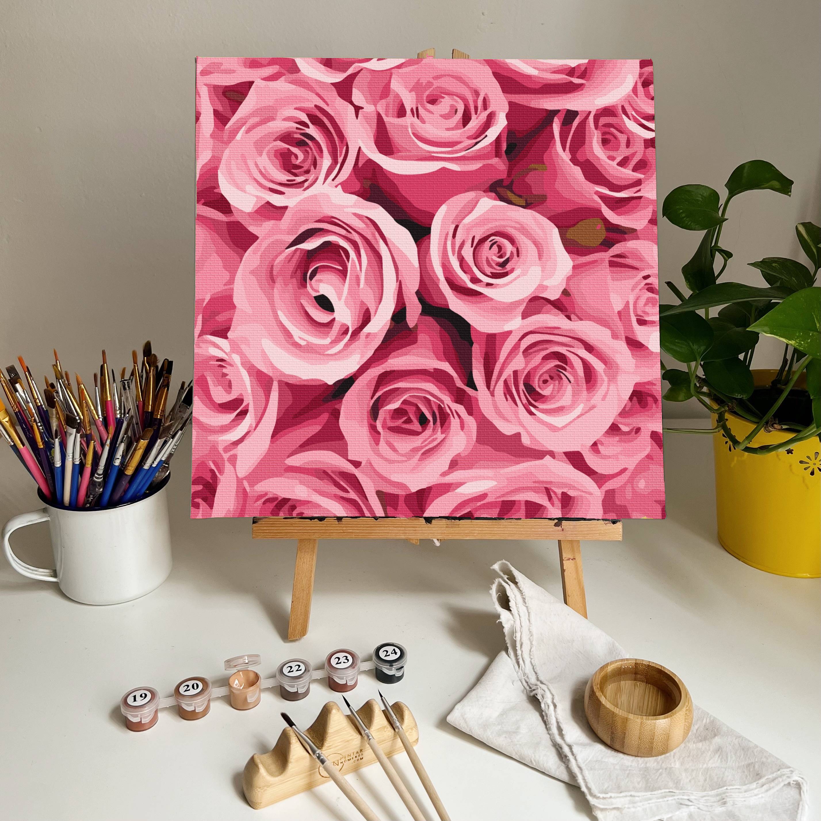 Rosas Cor de Rosa - Pintar Números®