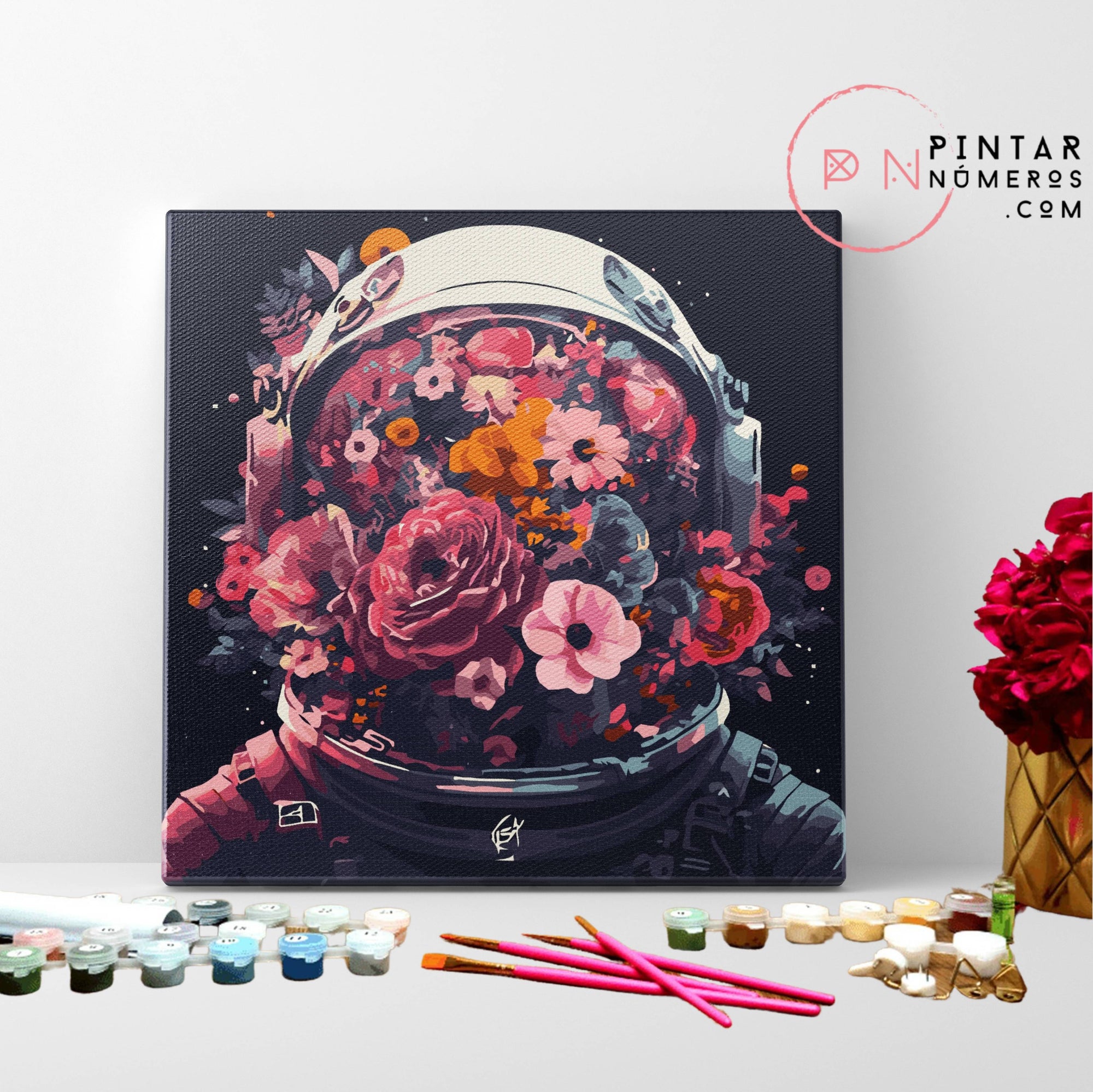 Astronauta con flores - Pintar Números®