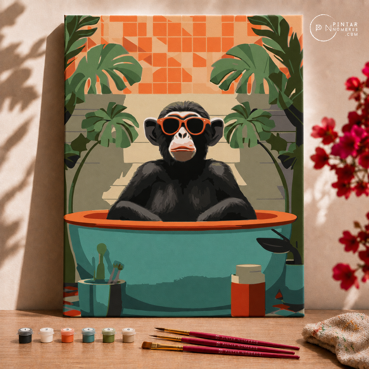 Mono en la bañera - Pintar Números®