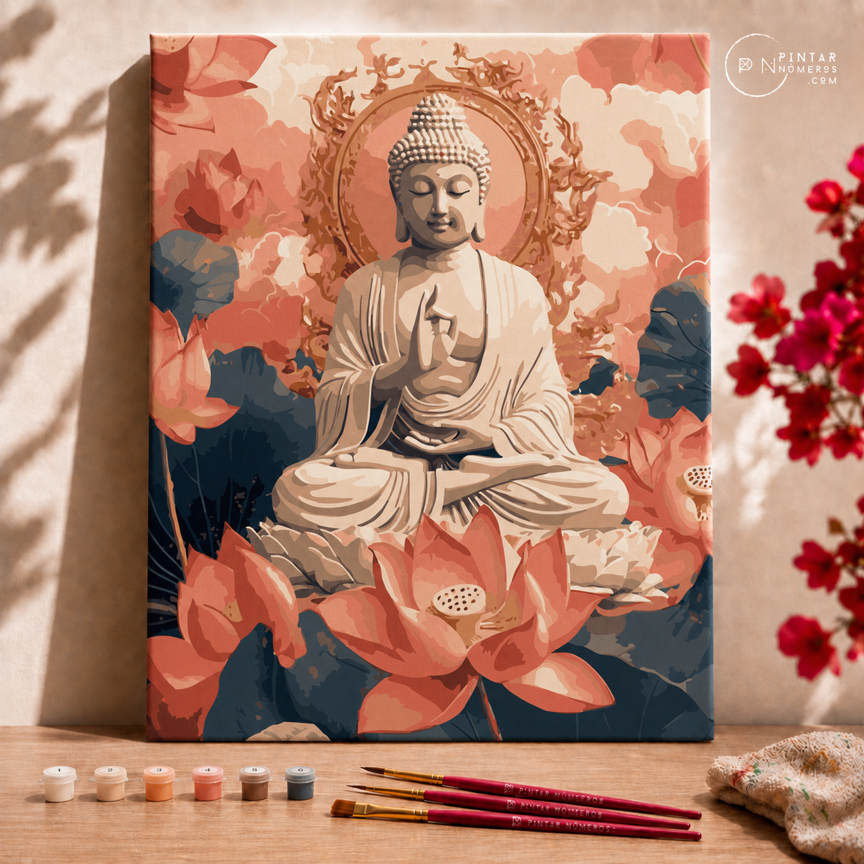 Buda entre flores - Pintar Números®