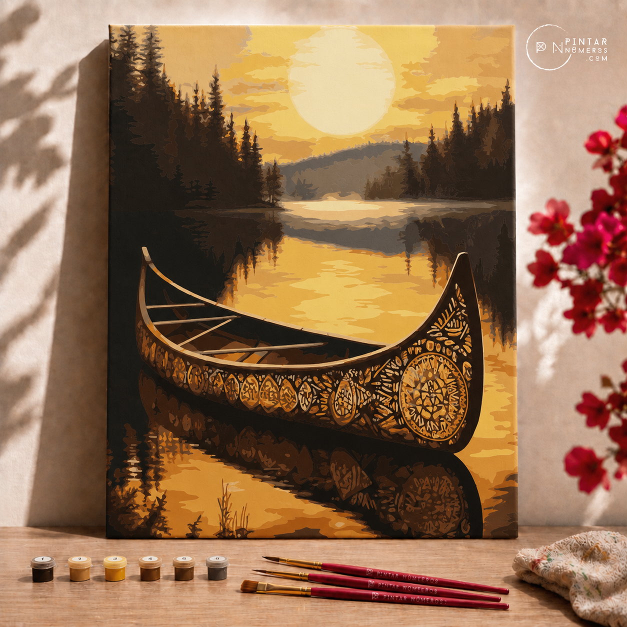 Canoa al atardecer - Pintar Números®