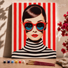Audrey Hepburn Rojo - Pintar Números®