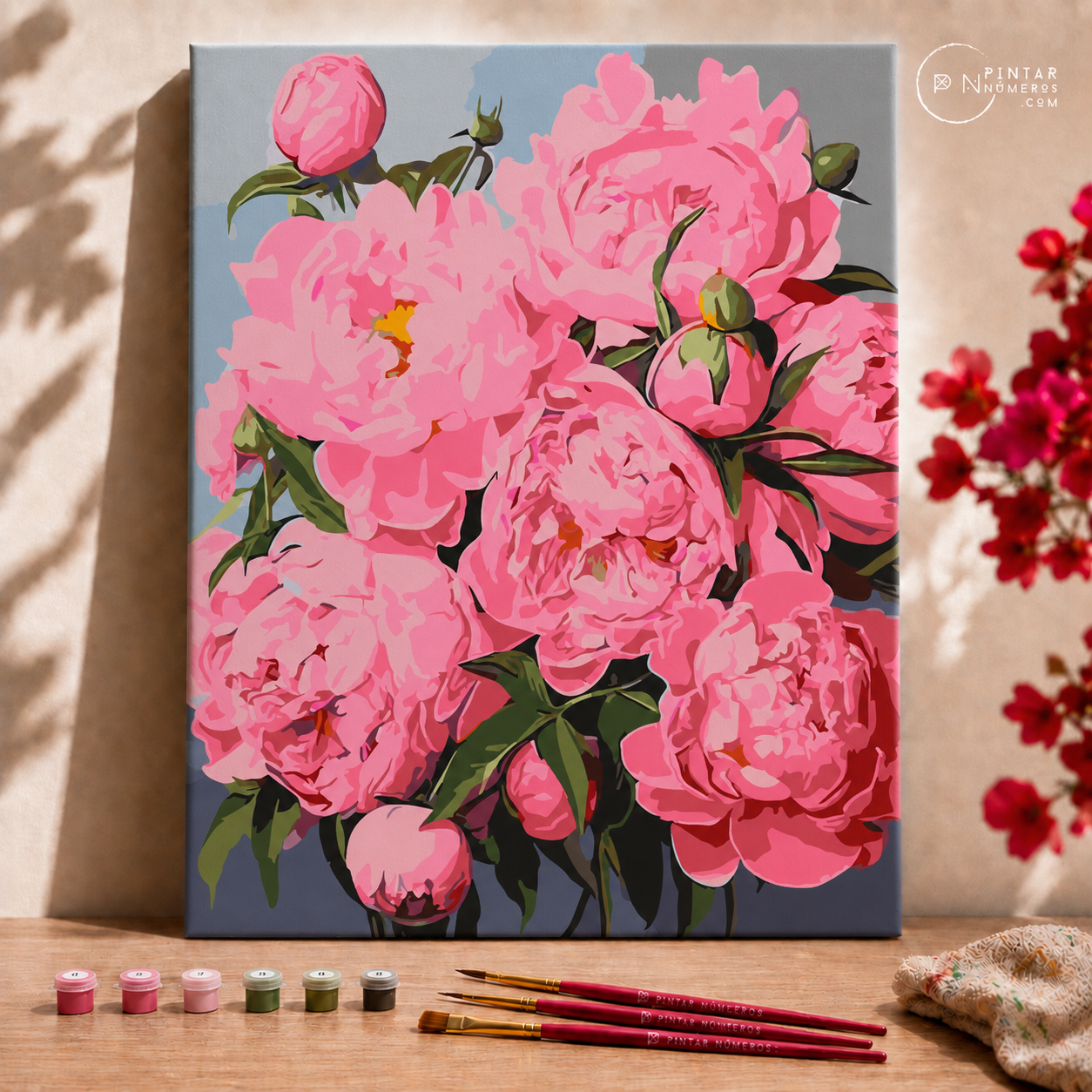 Peonias Rosas -  Pintar Números