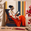 Woman reading in colors   -  Pintar Números®