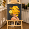 Mulher com flor amarela  -  Pintar Números®