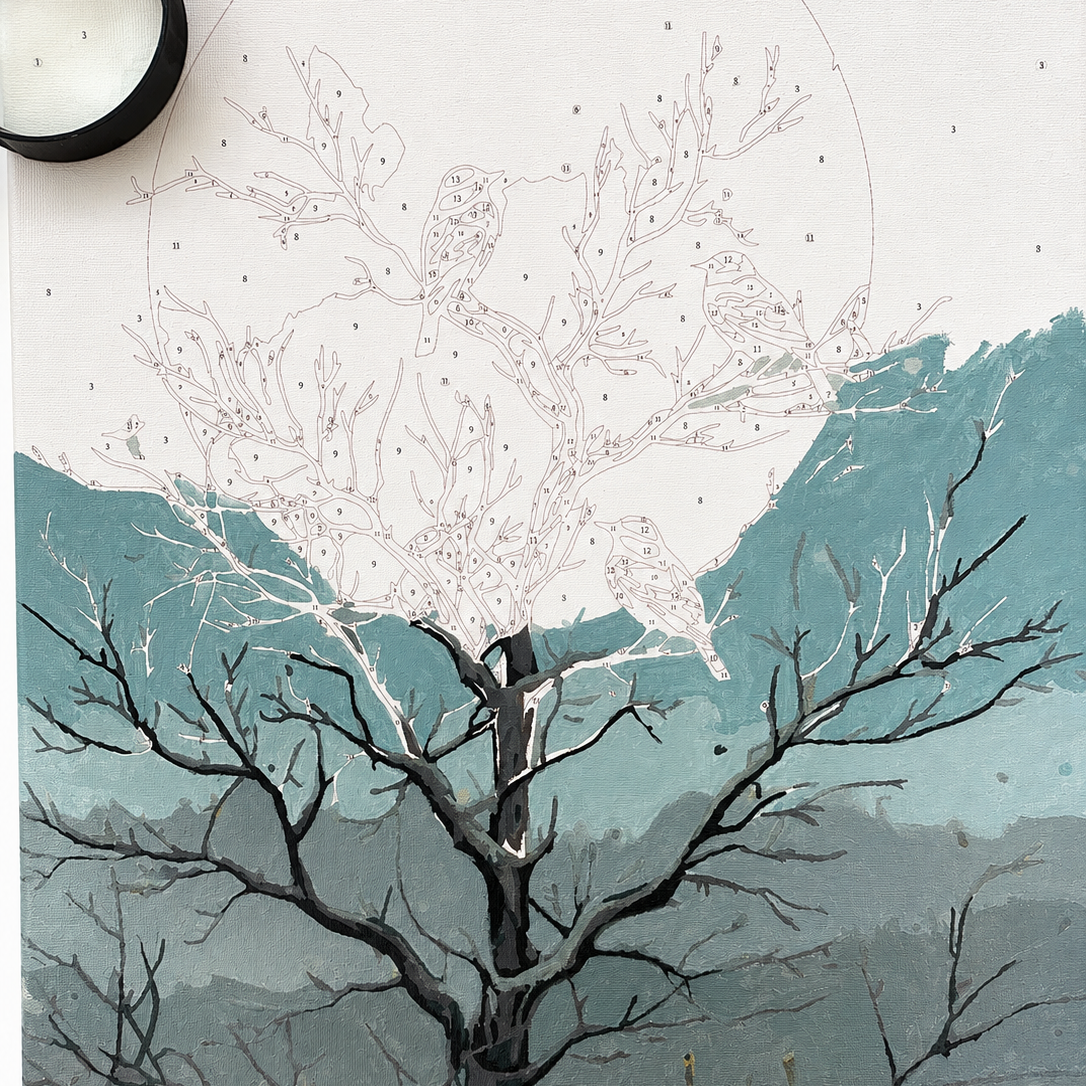 Pájaros en la luna llena -  Pintar Números®