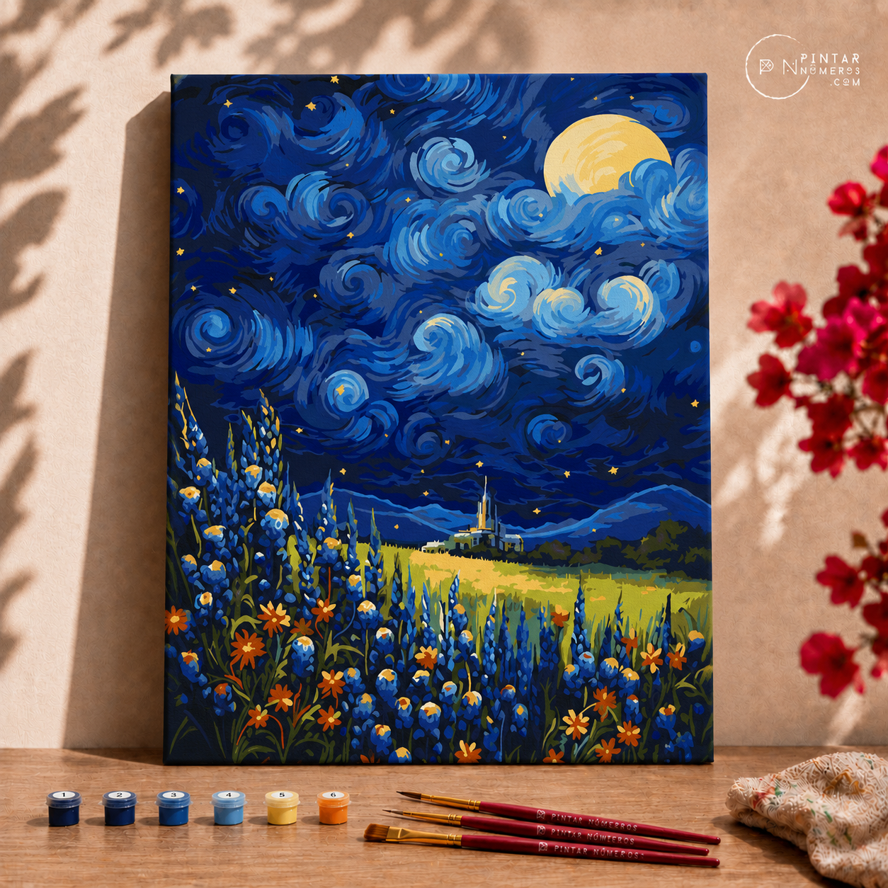 Van Gogh-style night landscape  - Pintar Números®