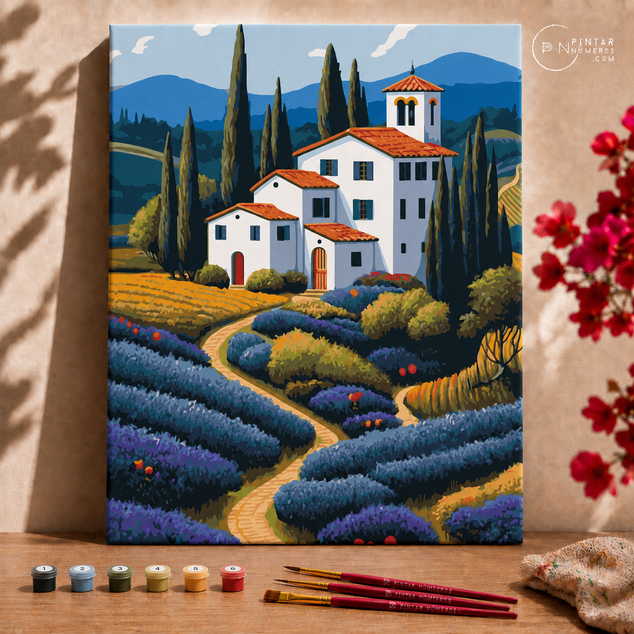 House among lavender fields  -  Pintar Números®
