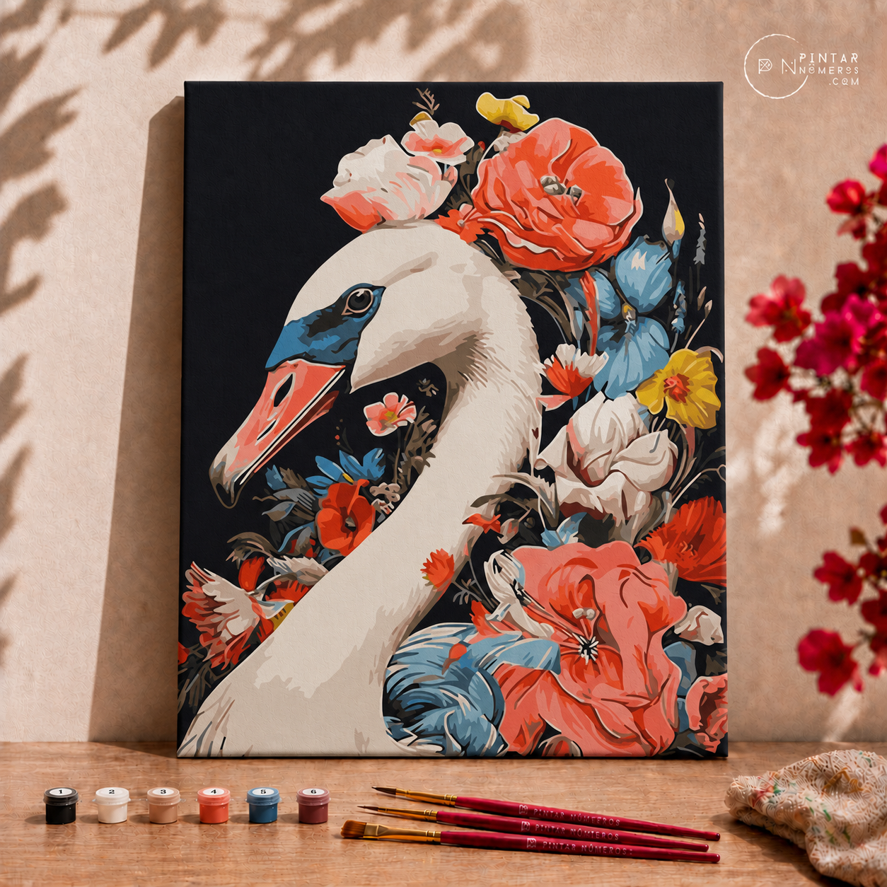 Cisne con flores -  Pintar Números®