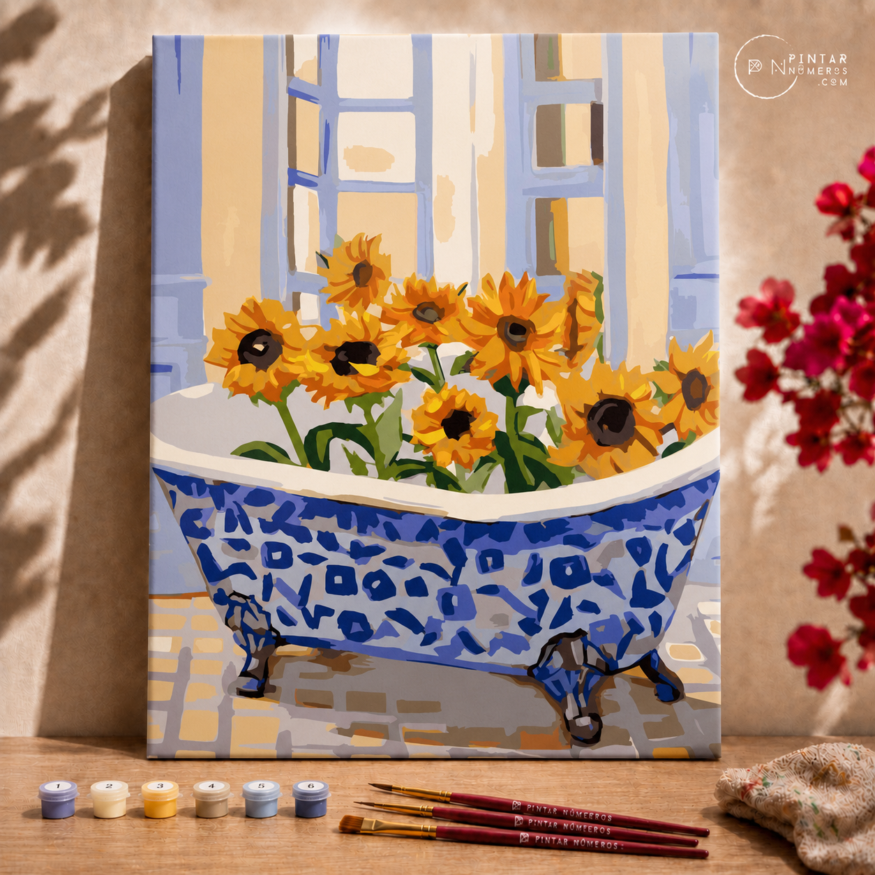 Girasoles en la bañera - Pintar Números®