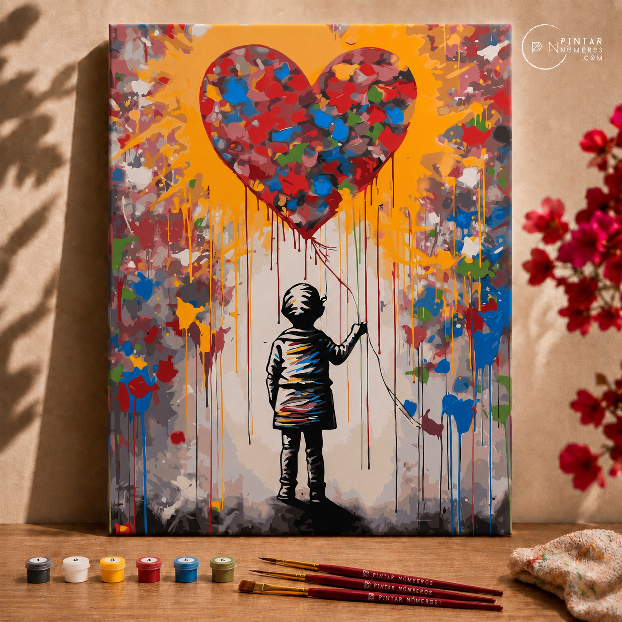 The boy with the colorful balloon  - Pintar Números®