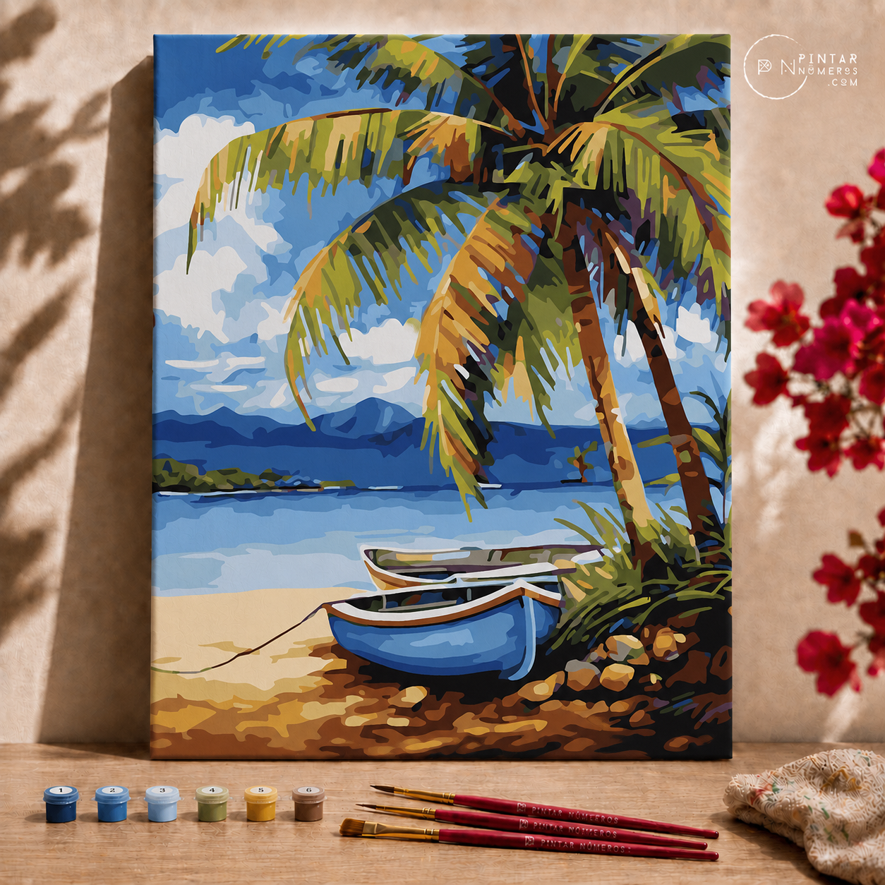 Barcas y Palmera - Pintar Números®