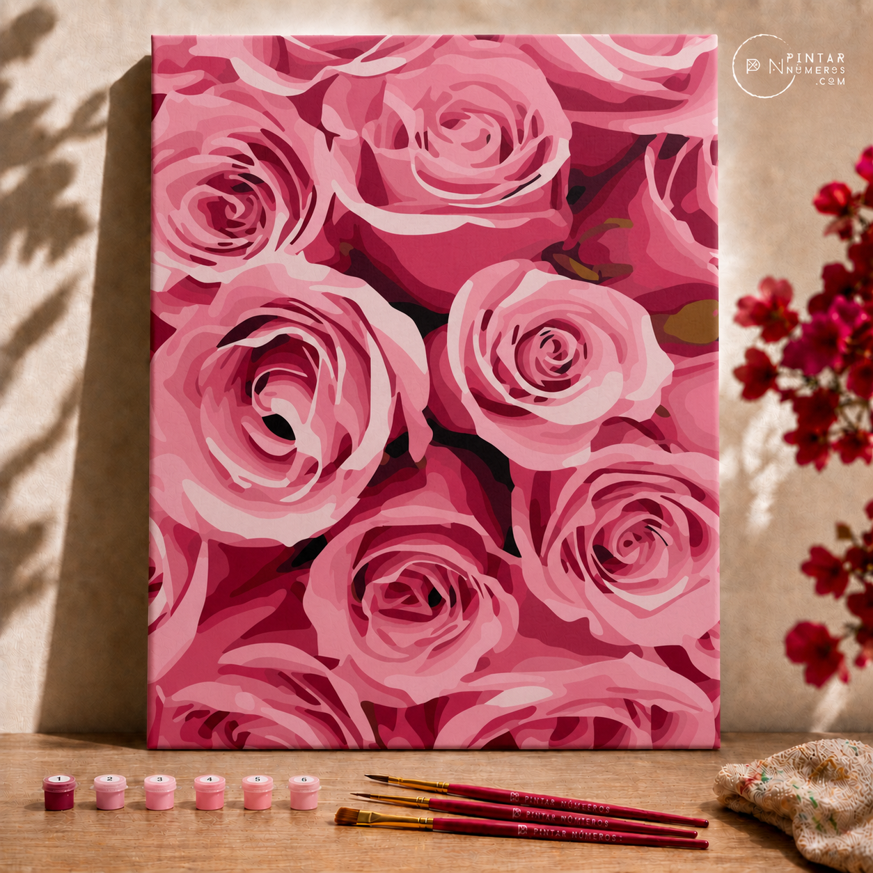 Pink roses   - Pintar Números®