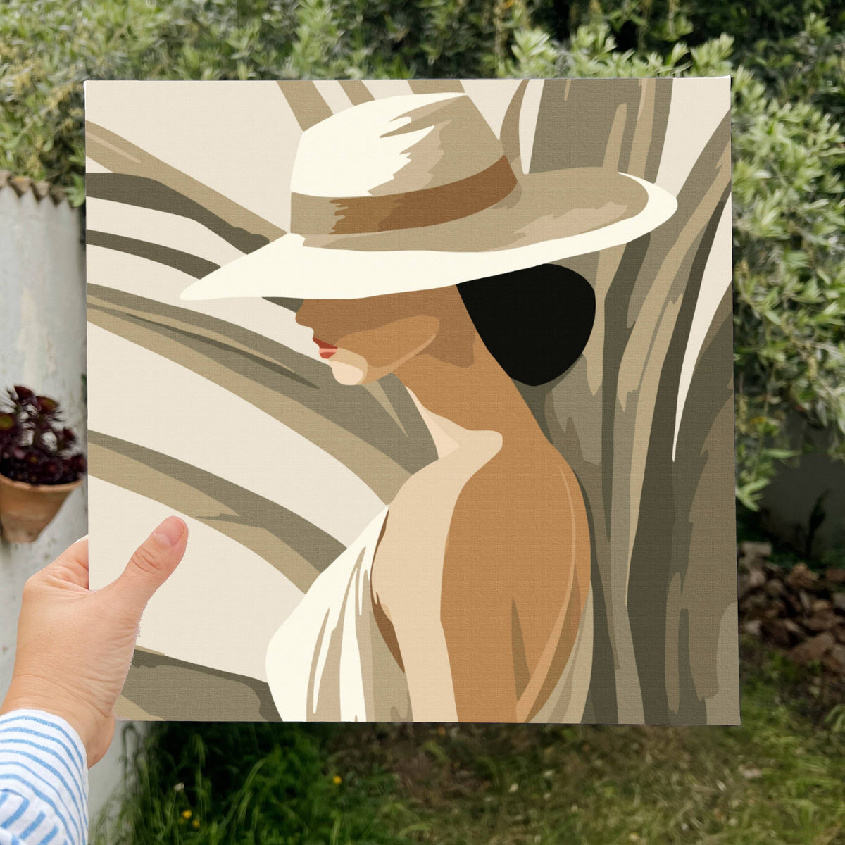 Mulher entre plantas  -  Pintar Números®