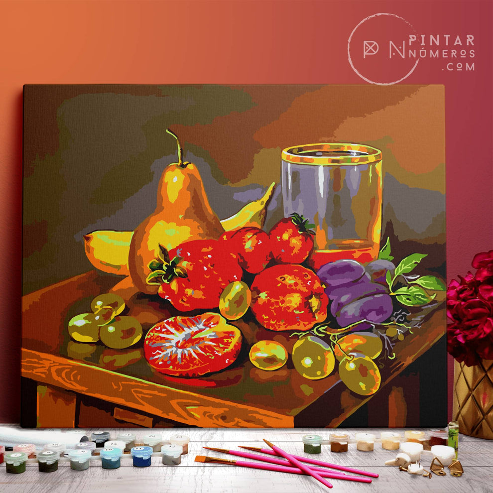 Kit De Pintura Por Números De Cráneo Con Flores Y Llamas | Lienzo 40x50 Cm Para Adultos, Incluye Pinceles Y Pintura Acrílica