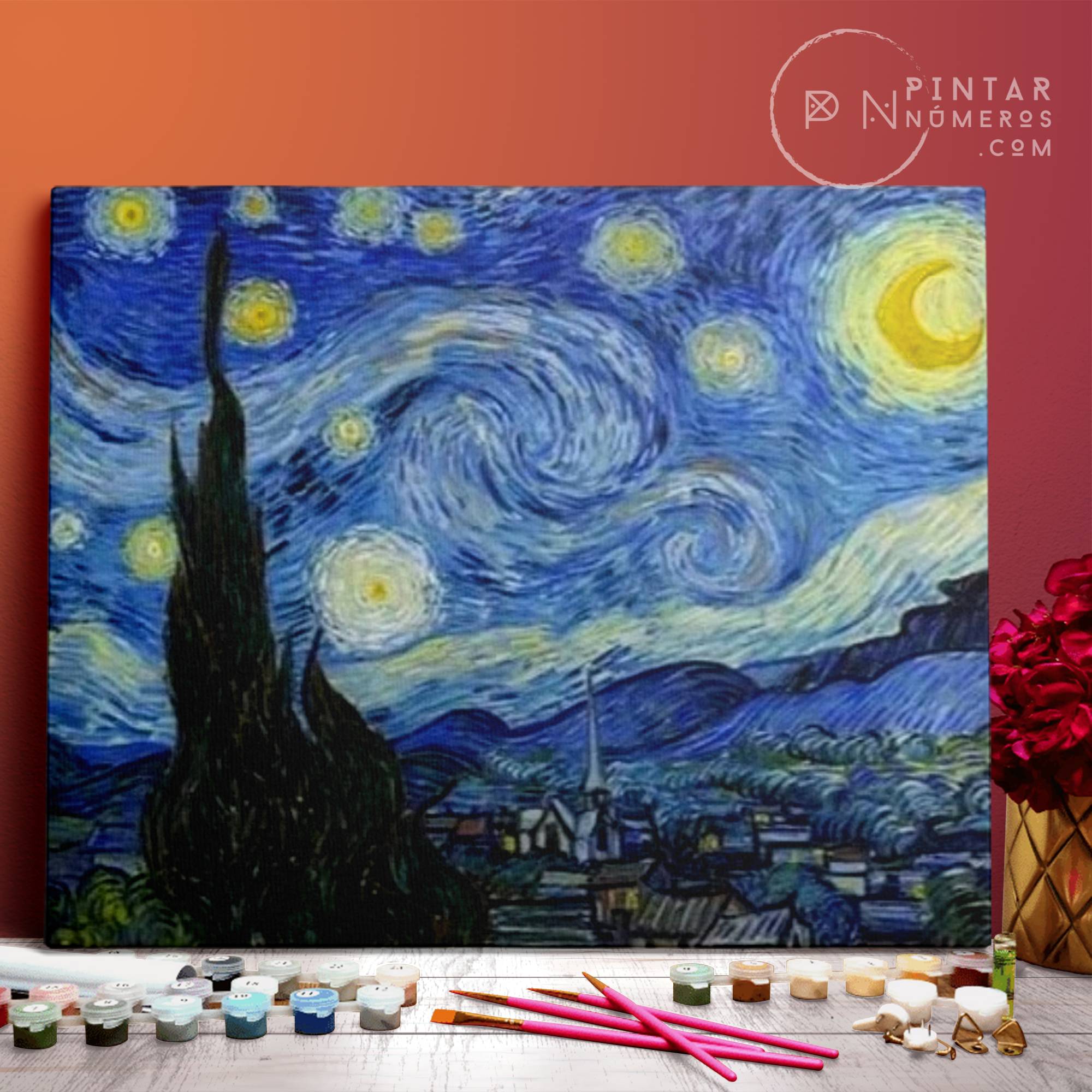 Pintura por numeros 'La Noche Estrellada' de Van Gogh - Cuadro para pintar
