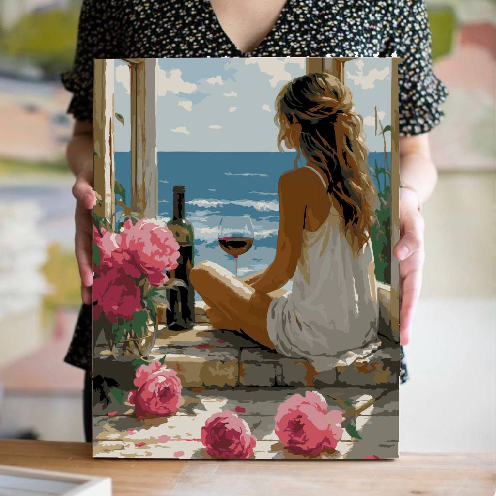Vino frente al mar -  Pintar Números®