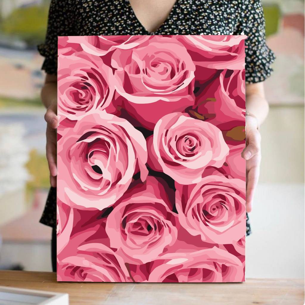 rosas cor de rosa   - Pintar Números®