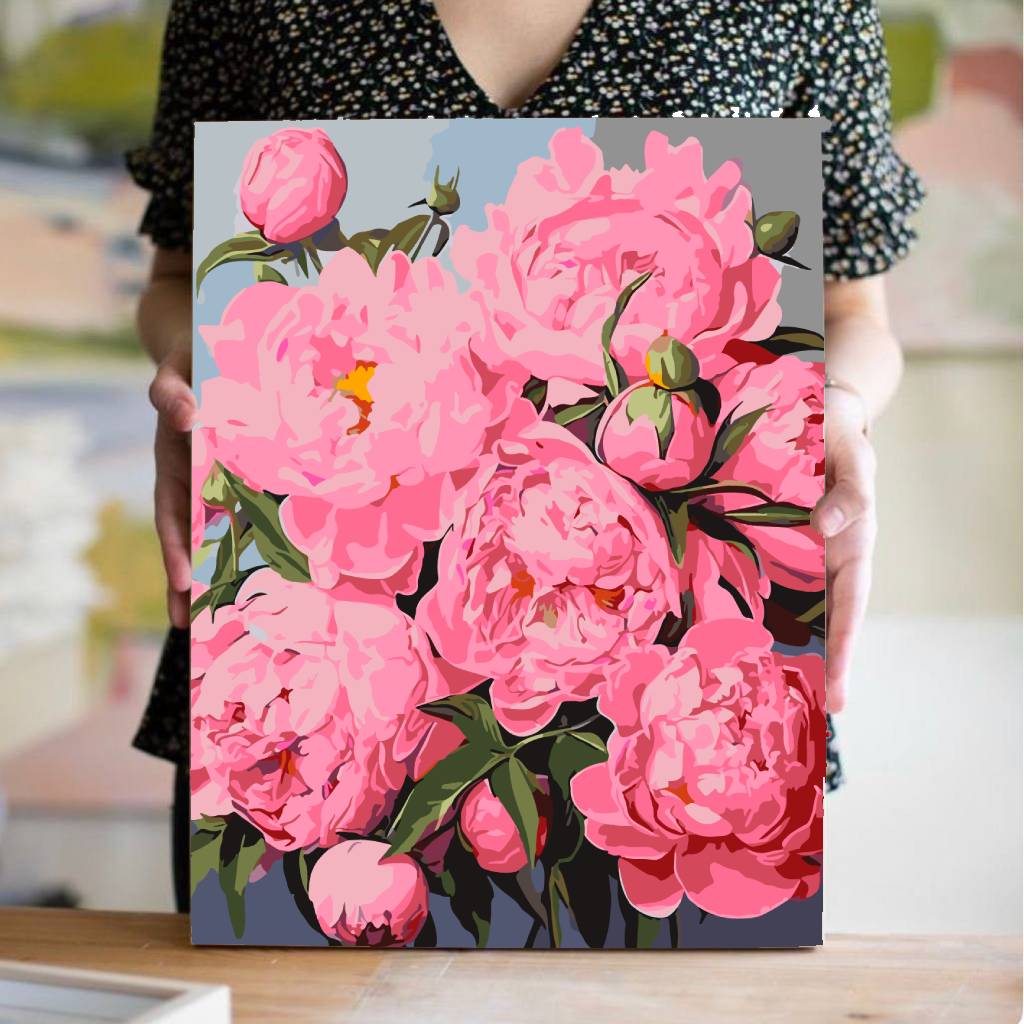 Peonias Rosas -  Pintar Números