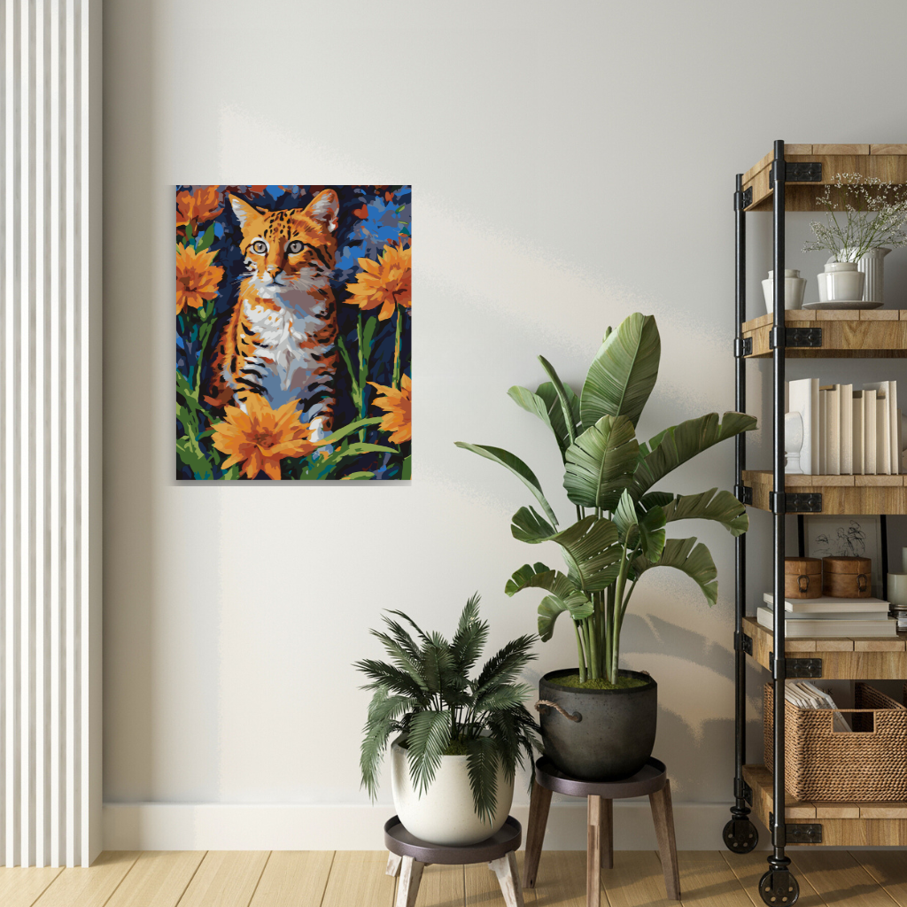 Gato con flores - Pintar Números®