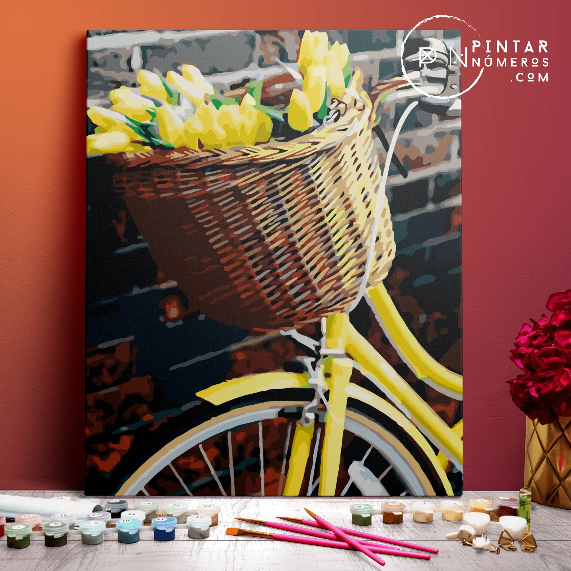 Bicycle with tulips - Paint by Numbers®