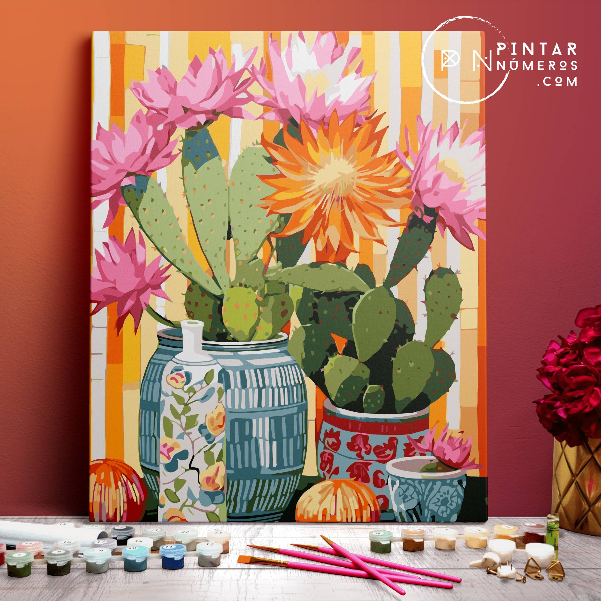 Vase with Cactus  -  Pintar Números®