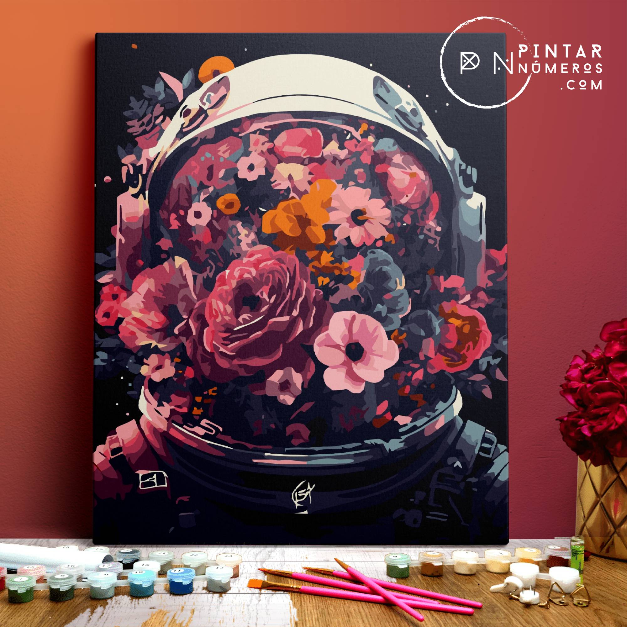 Astronauta com flores - Pintar Números®