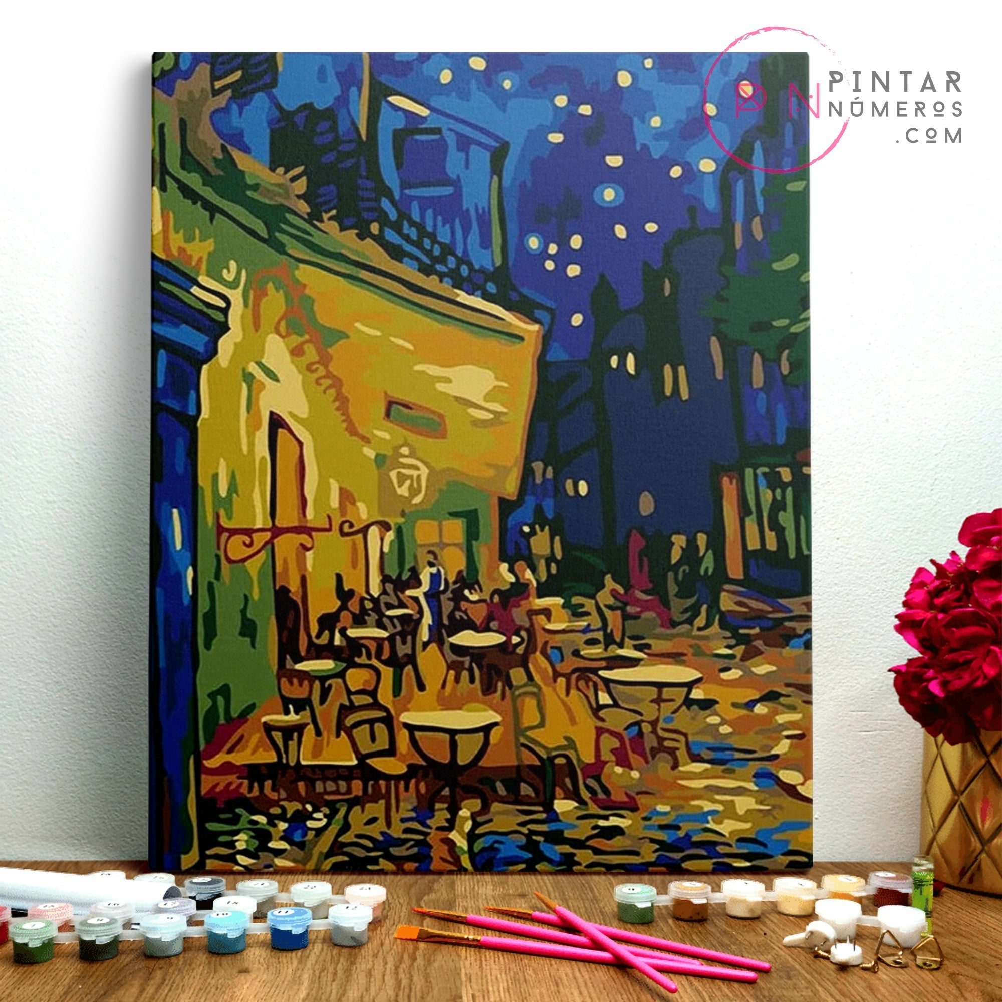 Caféterrasse bei Nacht von Vincent Van Gogh – Pintar Numeros®