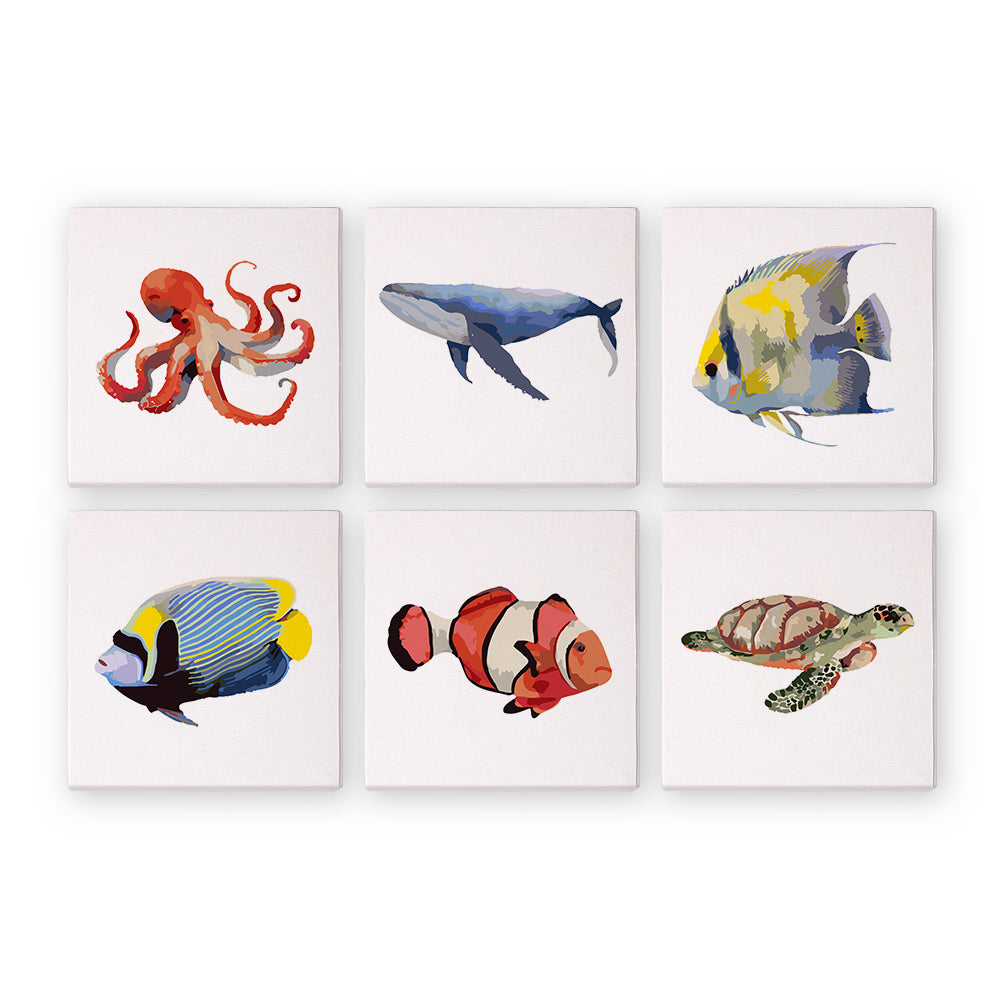 Pack 6 Mini Lienzos - Animales Marinos