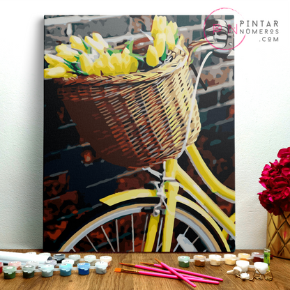 Bicicleta con tulipanes-  Pintar Números®