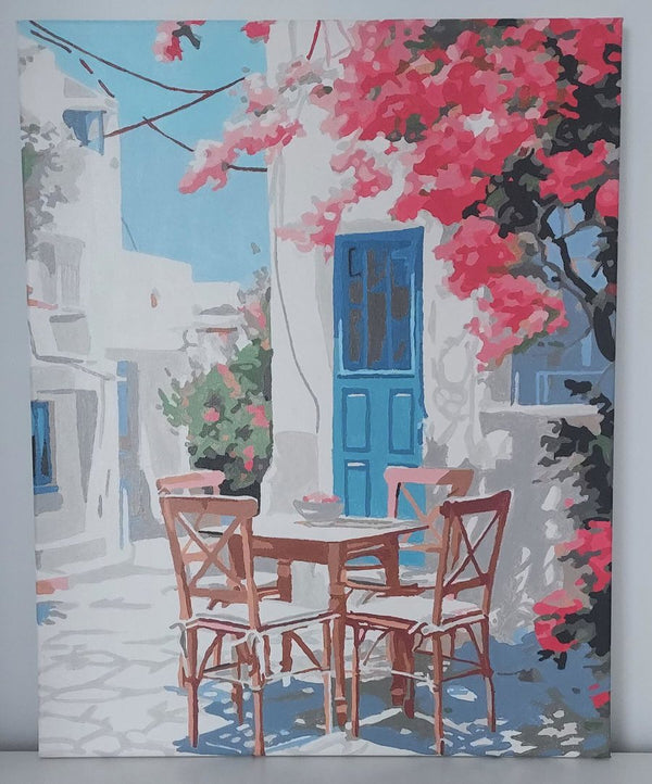 Terraza griega pintada por una clienta