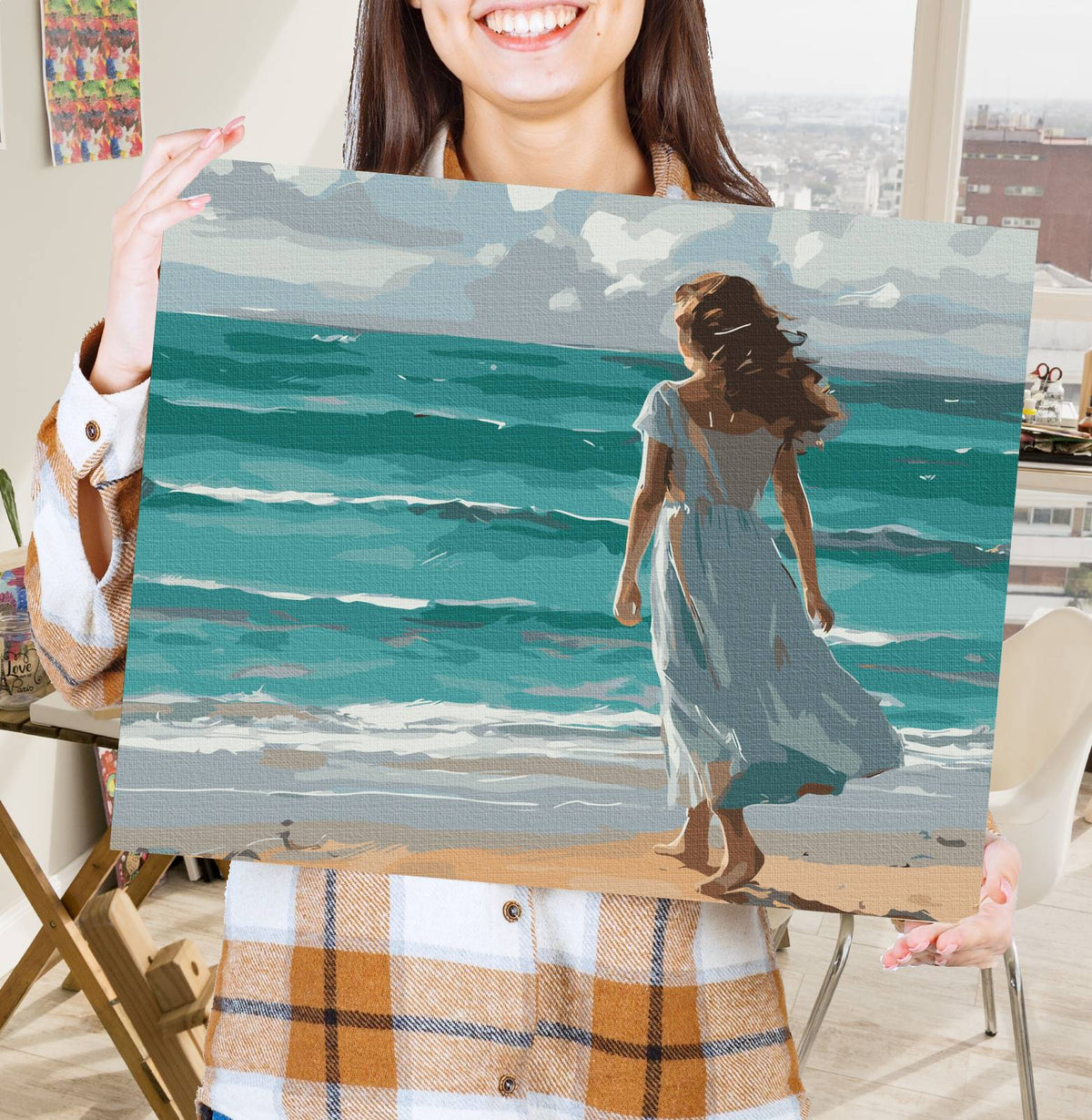 Niña junto al mar -  Pintar Números®
