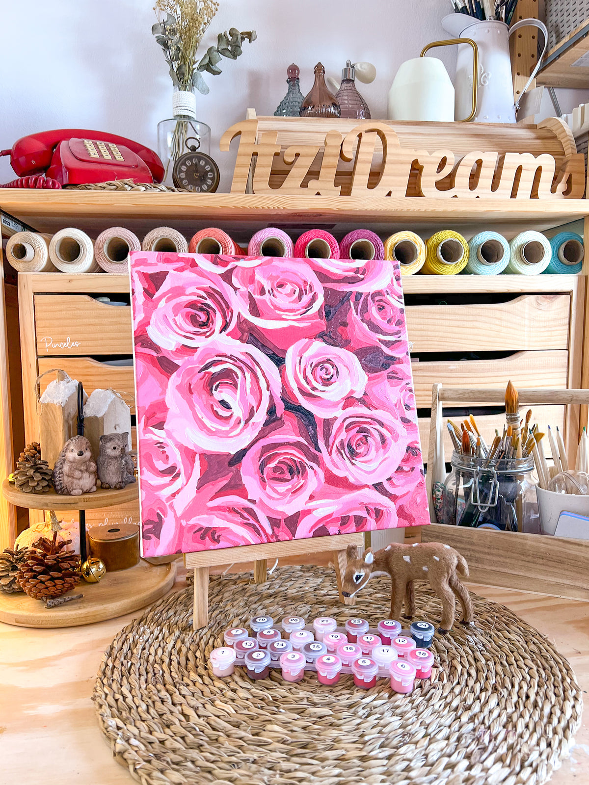 rosas cor de rosa   - Pintar Números®