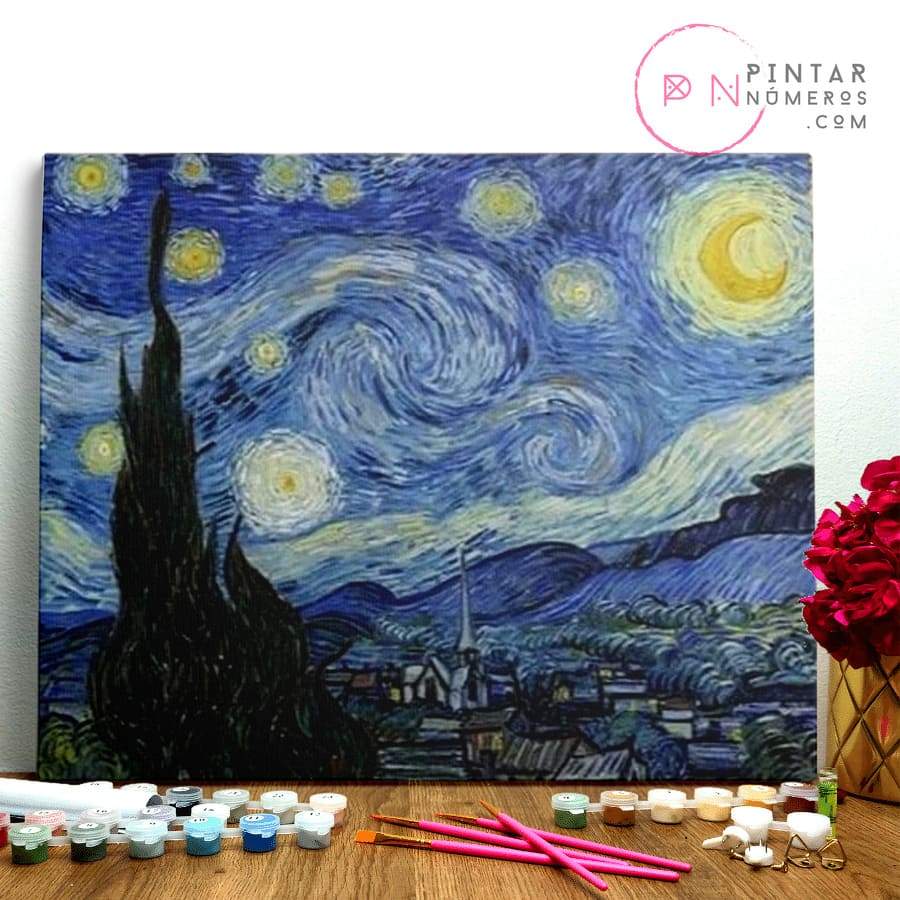 PINTAR NÚMEROS _ La Noche Estrellada de Van Gogh - Pintar por numeros