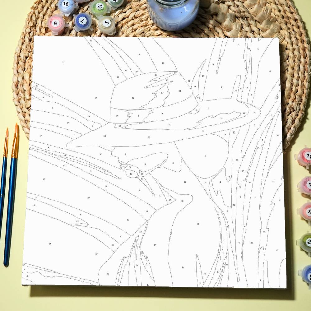 Mulher entre plantas  -  Pintar Números®