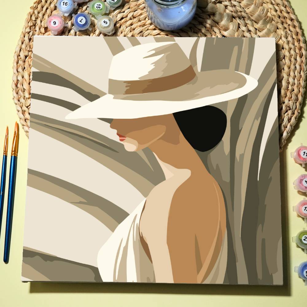 Mulher entre plantas  -  Pintar Números®