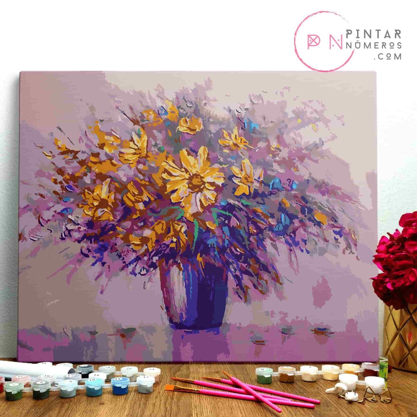 Vase of Violet Flowers - Pintar Números®