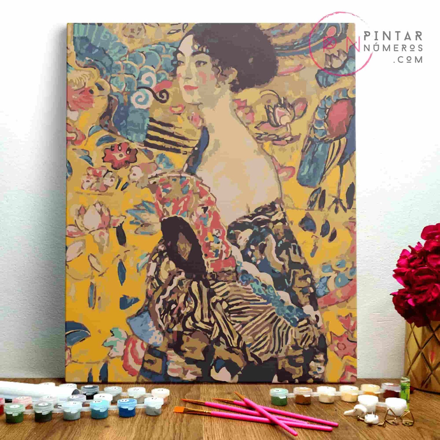 Woman with a Fan by Gustav Klimt - Pintar Números®