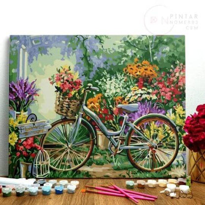 PINTAR NÚMEROS _ Bicicleta de Flores - Pintar por numeros
